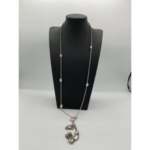 White Horse Black Market Long Silver Necklace With Crystal Accents